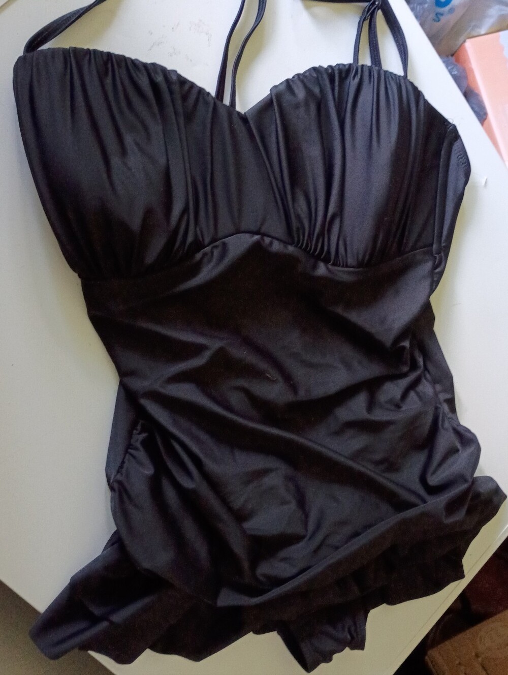 New Y2K Hot Topic Swim Suit Tankini black Ruffles Retro Goth Whimgoth Preppy L